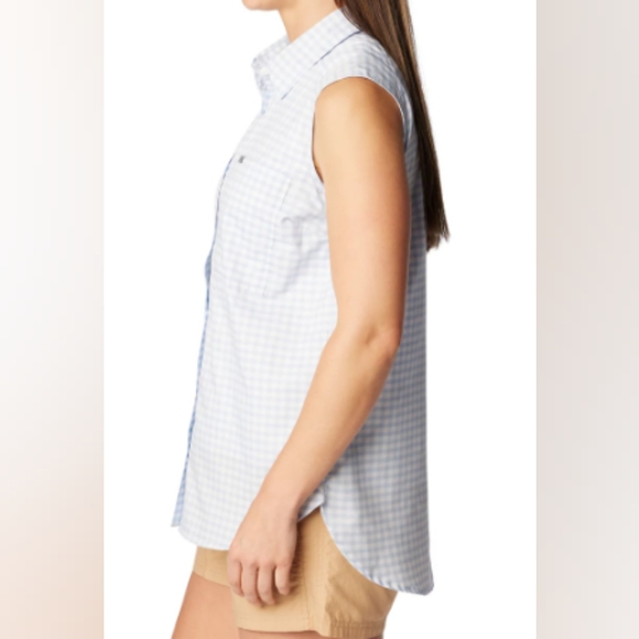 Columbia Tops - COLUMBIA Anytime Lite Sleeveless Shirt - Blue Gingham - Size S (NWT)